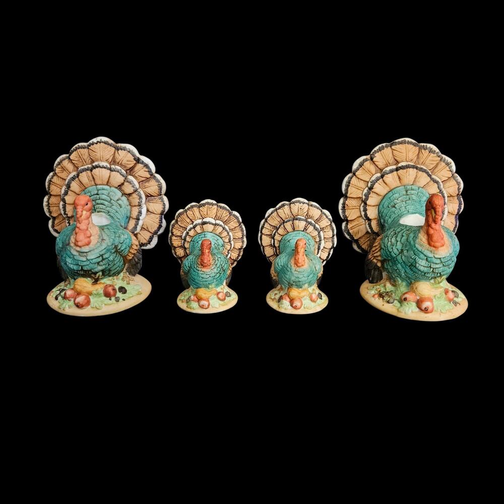 Vintage 1988 Enesco Turkey Candlestick Holders Salt Pepper Set Korea